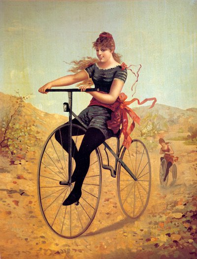 History of the Bicycle: Velocipedist or a Woman Pedaling on a Bike by Unknown artist