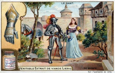 History of the glove: the gauntlet, piece of armor, among the Scandinavian peoples - Liebig chromolithography by Unknown artist