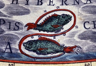 Horoscope: sign of the zodiac, Pisces. 16th century engraving. by Unknown artist