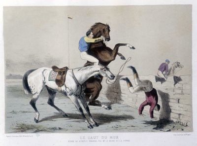 Horse riding: Le jump du mur, Steeple - in Le Centaure by Unknown artist