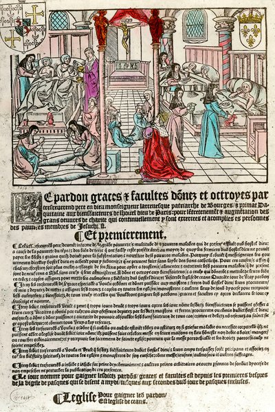 Hospital in the 16th century: Letter of indulgence by Unknown artist