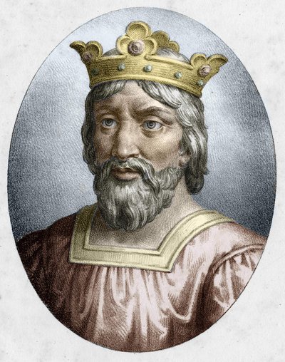 Hugues Capet (941-996), King of France, founder of the Capetian dynasty. Engraving of the 19th century by Unknown artist