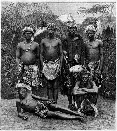 Human Zoo: Group of Hottentot Men Exhibited at the Jardin d