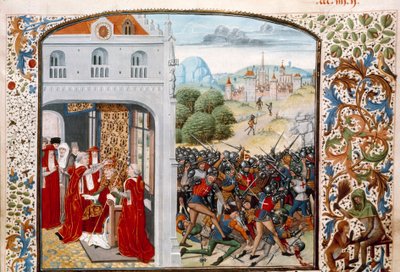 Pope Gregory XI Crowned in Avignon in 1370. The Battle of Pontvallain by Unknown artist