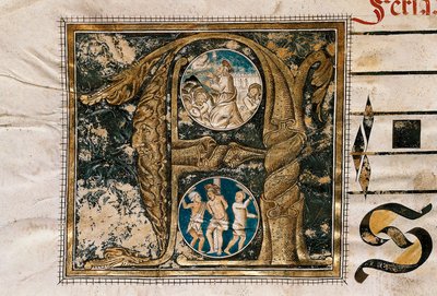 Illuminated Letter of the Preaching of Jesus Before the Apostles and the Flagellation, Taken from a Manuscript of Liturgical Songs by Unknown artist