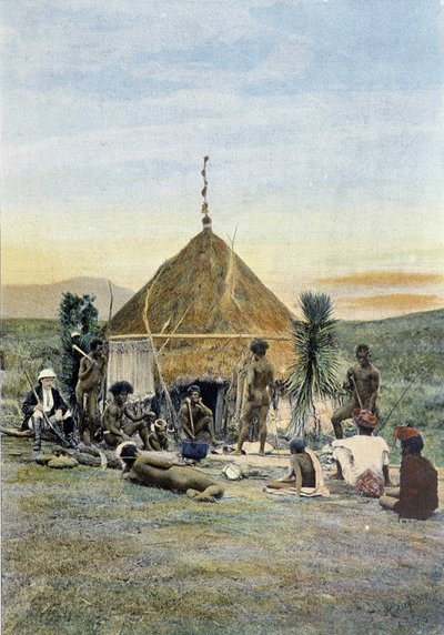 Illustration of a Telegraphic Camp Near Uarai in New Caledonia by Unknown artist