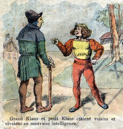 Illustration of the late 19th century for the tale by Hans Christian Andersen (1805-1875) “Grand Claus and Little Claus” (Klaus). Private collection. by Unknown artist