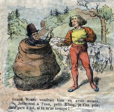 Illustration of the late 19th century for the tale by Hans Christian Andersen (1805-1875) “Grand Claus and Little Claus” (Klaus). Private collection. by Unknown artist
