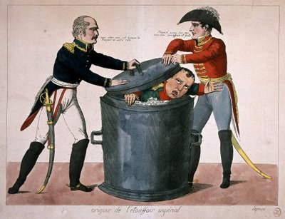 Imperial suffocation: Napoleon I locked in a garbage bin, early 19th century by Unknown artist
