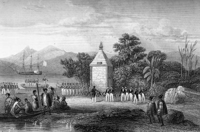 Inauguration by Captain Durville of the monument in honour of the French navigator Jean-Francois Galaup, count of La Perouse (Jean Francois Laperouse) by Unknown artist