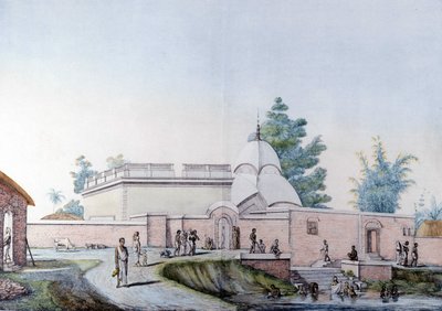 Indian Culture and Civilization: Bath in the River Hooghly in Calcutta, India. Engraving 1808 by Unknown artist