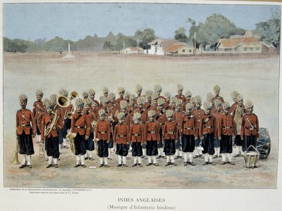 Infantry band of the English Indies - engraving, late 19th century by Unknown artist