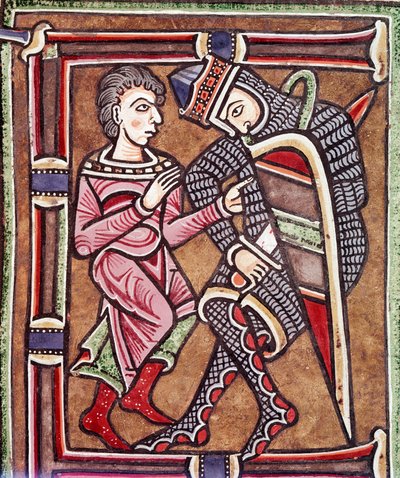 Initial Letter E with David and Uriah by Unknown artist