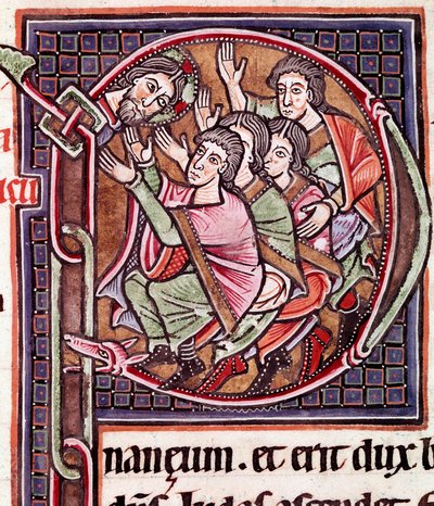 Initial Letter P with Death of Joshua by Unknown artist