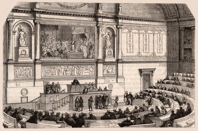 Inside view of the National Assembly at a session of the Chamber of Deputies, Paris, France by Unknown
