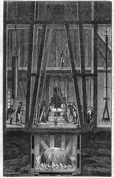 Interior of the artesian well of Passy in 1888 in 