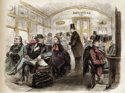 Interior of a Carriage on Baltimore & Ohio Railroad, USA - 1861 by Unknown artist