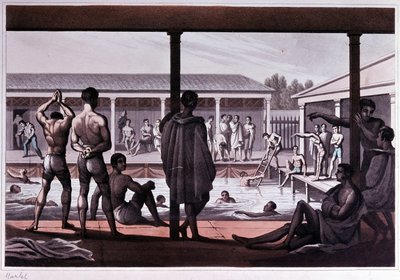 Interior of a swimming school, London, early 19th century. by Unknown artist