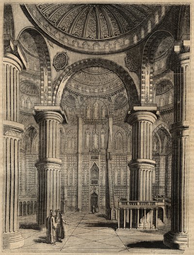 Interior of the Blue Mosque, Istanbul, Turkey - 1838 - engraving by Unknown artist