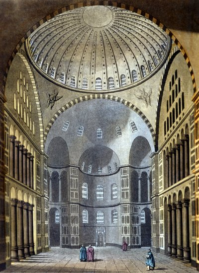 Interior of the Hagia Sophia Mosque in Constantinople - in The old and modern costume by Ferrario, ed. Milan by Unknown artist