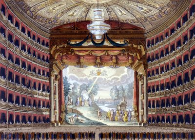Interior of the Theatre de la Scala in Milan. Engraving prior to 1850 by Unknown artist