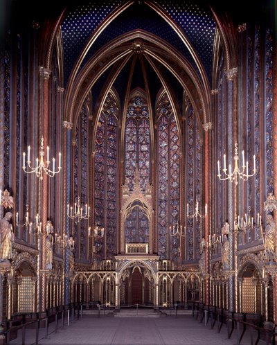 Interior View of the Sainte Chapelle of Paris: High Chapel, Architecture by Unknown artist
