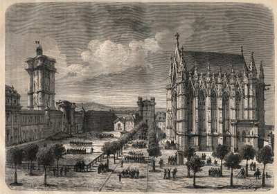 Interior view of the castle of Vincennes in the 19th century - engraving of 1875 by Unknown artist