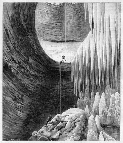 Internal view of the natural glaciere of the Creux-Perce (Cote-d