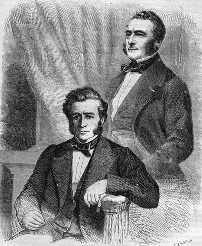 Isaac and Jacob Emile Pereire, French businessmen, founders of the Société de crédit mobilier (1852) by Unknown artist