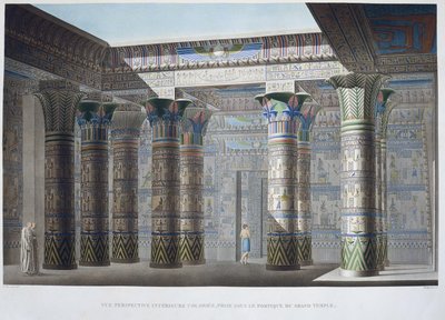 Island of Philae: Colourful Interior Perspective View, taken under the Portico of the Great Temple - in 