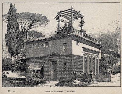 Italian Roman house - engraving of 1889 in 