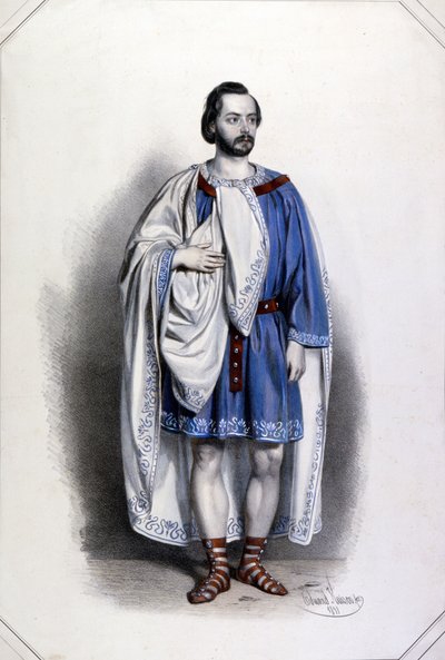 Italian tenor Gaetano Fraschini as Foresto in Giuseppe Verdi