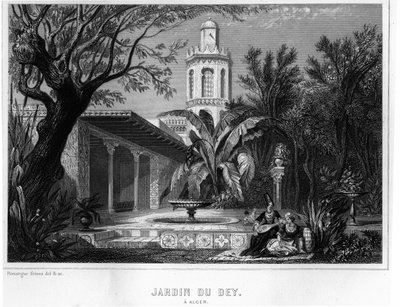 Jardin du dey in Algiers, located in the fortified precinct of the Kasbah (casbah), main residence of the chief general of the French army in 1830 - In 
