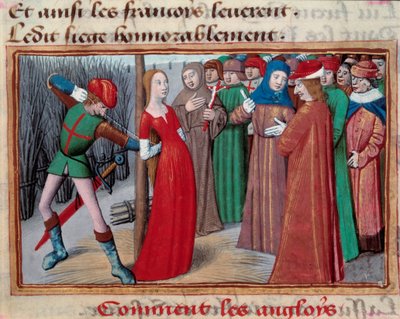 Joan of Arc (1412-1431), Installed on the Butcher. Miniature from the Manuscript of 