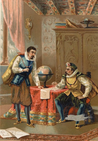 Johannes Kepler (Keppler) (1571 - 1630) with Tycho Brahe (1546-1601), Astronomers, Prague in 1600 - After La Ciencia y sus Hombres by Louis Figuier, Barcelona 1881 by Unknown artist