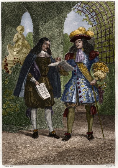 John the Baptist Colbert with Louis XIV, King of France and Navarre. Engraving of the 19th century. Private collection. by Unknown artist