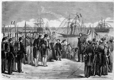 Journey of His Majesty the Imperial Prince Napoleon Eugene Louis Jean Joseph Bonaparte, son of Napoleon III, to Cherbourg, France: the prince on board the yacht 
