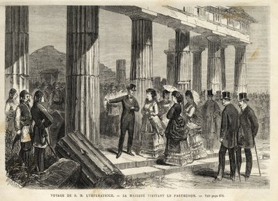 Journey of the Empress Eugenie in Greece - Visit of the Parthenon in Athens - 1869 by Unknown artist