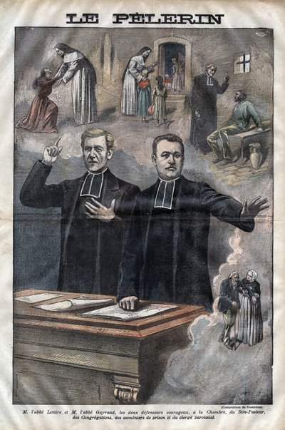 Jules Auguste Lemire (1853-1928) and Hippolyte Gayraud (1856-1911), French ecclesiastics and politicians, deputies - engraving in 