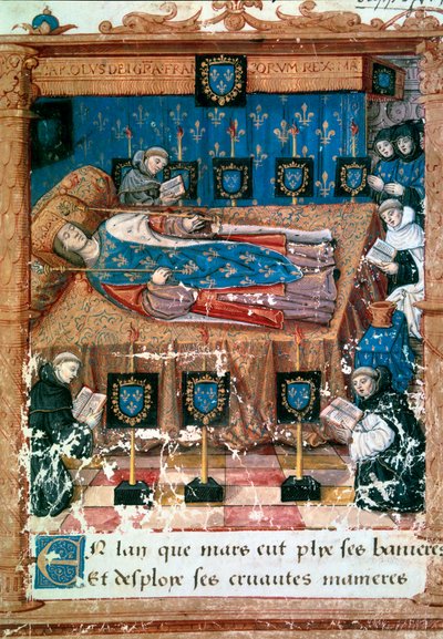 King Charles VIII on His Deathbed. Miniature Taken from a Translation of 