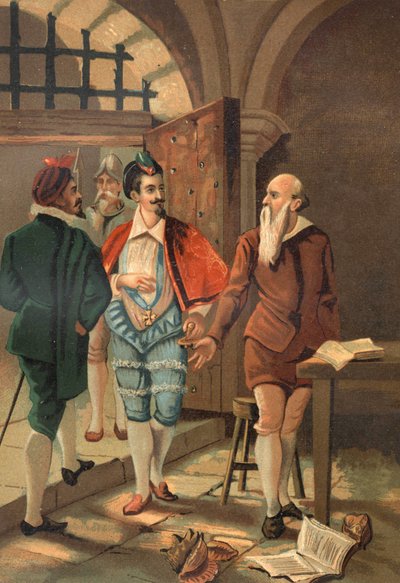 King Henry III with Bernard Palissy (1510 - 1589). Chromolithography of the late 19th century. based on 