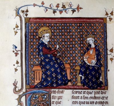 King Louis IX (1214-1270) teaches the master of king to his son, future Philip III by Unknown artist