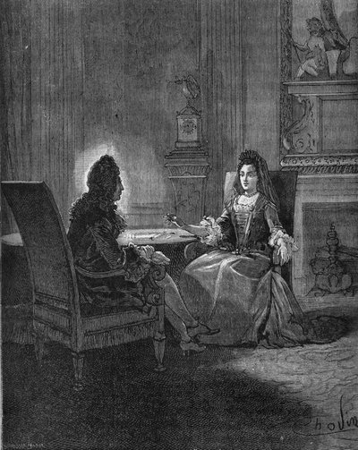 King Louis XIV Talking with His Future Wife, Madame de Maintenon (engraving) by Unknown artist