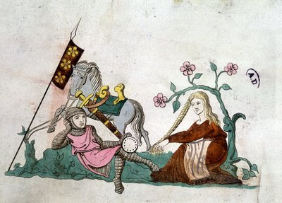 Knight and Gente Lady - reproduction after a 14th century “Latin Psalter” by Unknown artist