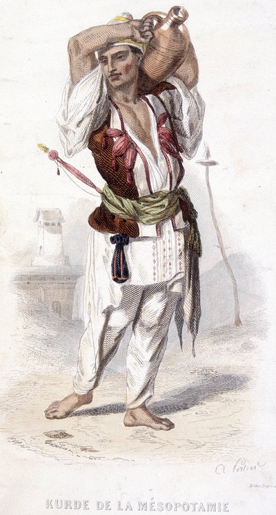 Kurdish of Mesopotamia carrying an amphora. Around 1810-1860 by Unknown artist