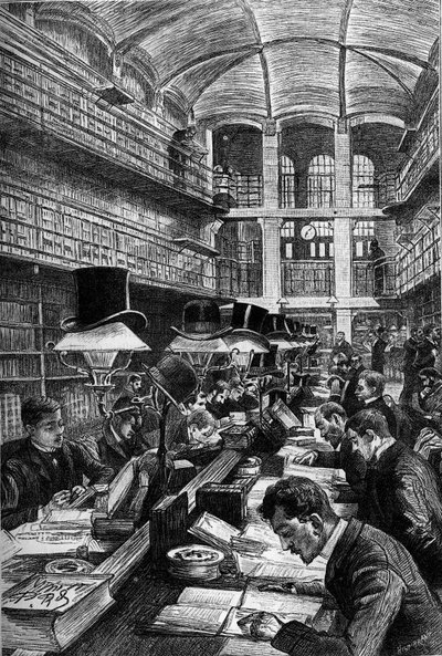 The Cujas Library of the School of Law of Paris. Engraving in the Journal La Jeunesse by Unknown artist