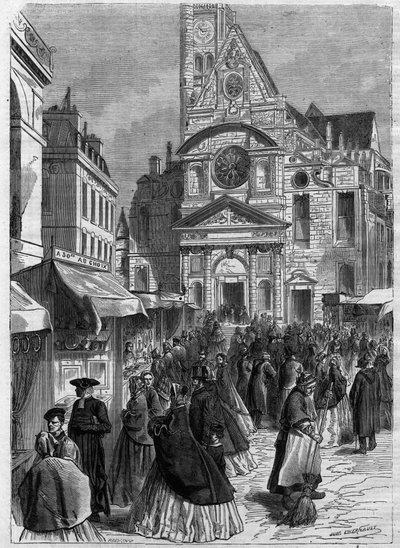 La novenaine de sainte Genevieve à Saint Etienne du Mont (Saint-Etienne-du-Mont) a Paris - Engraving In Le Journal Illustrée by Unknown artist