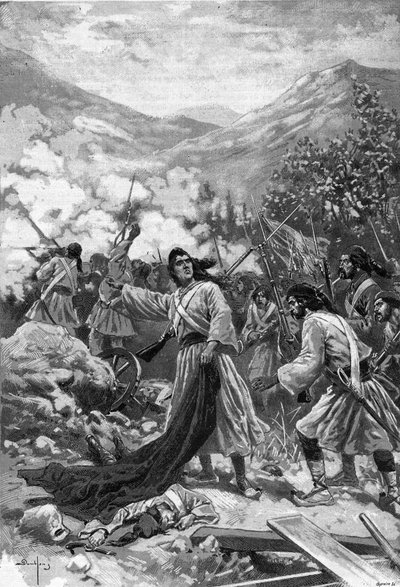 Laskarina Bouboulina, heroine of the Greek War of Independence - engraving of 1897 in 