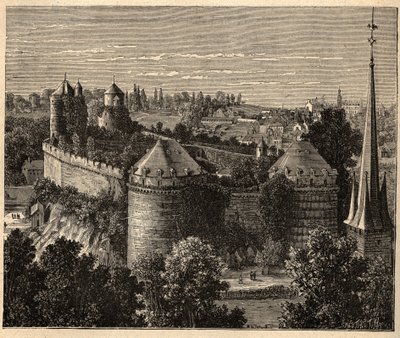 Le Chateau a Fougeres - Brittany - France - engraving in 