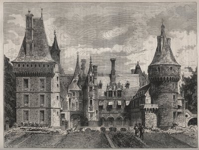 The castle of Maintenon, Eure et Loir, Centre, France (engraving of the 19th century) by Unknown artist